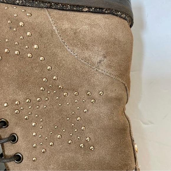 Dune London Prentice Star Studded Tan Biker Boots Size EU 39/US 8 - Picture 9 of 15